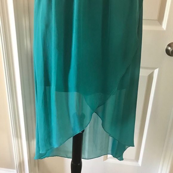 As U Wish Hi-Lo dress Medium.  Orange and Teal - Picture 3 of 7